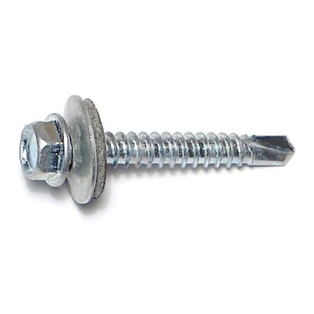Self-Drilling Screw, #12 X 1-1/2 In, Zinc Plated Steel Hex Head Hex Drive, 2000 PK